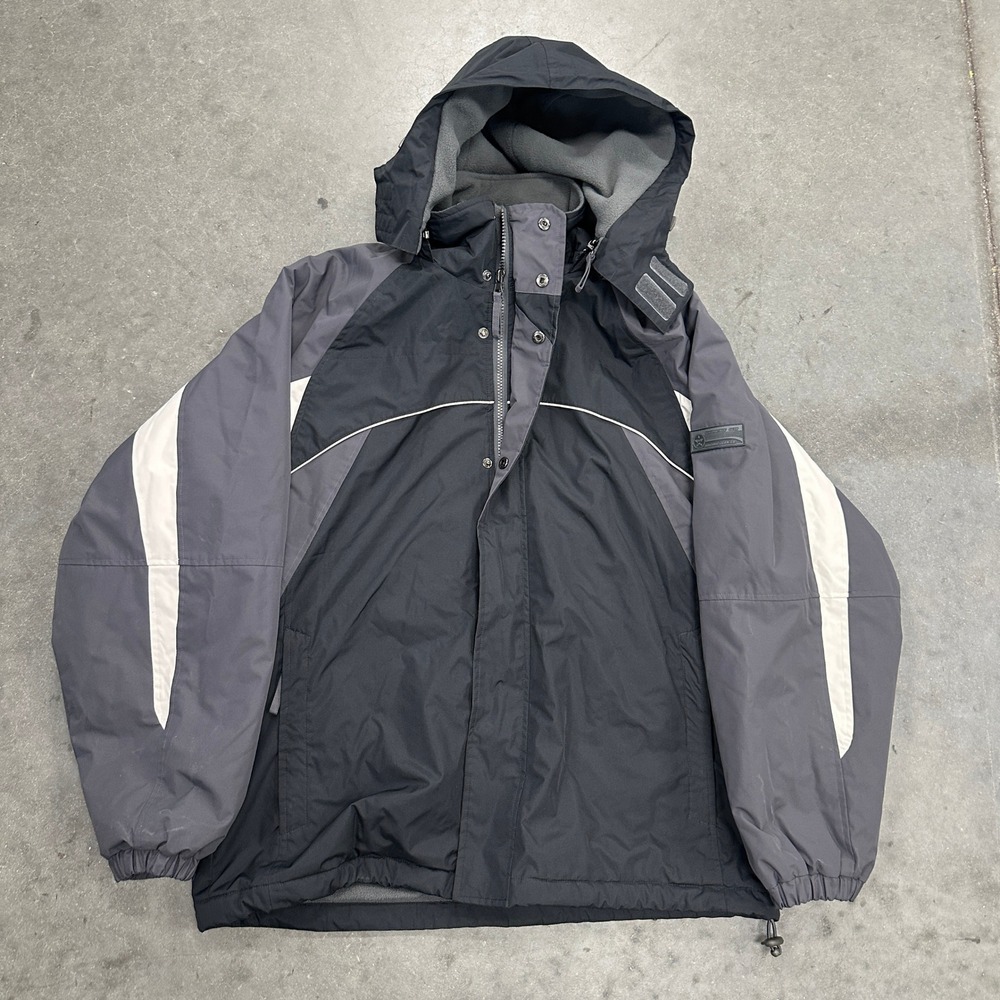 Arizona Jean Co Performance Gear Hooded Jacket Mens L Black Grey Fleece Lined